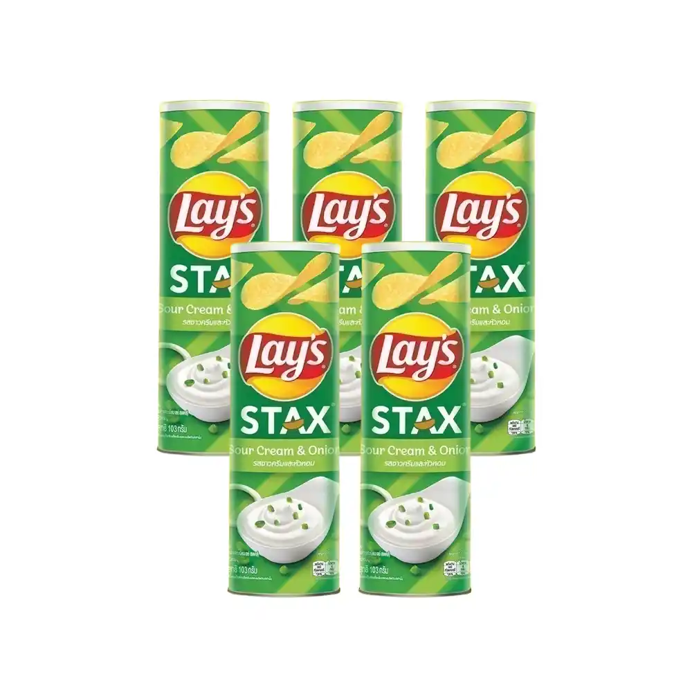 Lốc 5 hộp snack khoai tây Lay's Stax vị kem chua hành 100g