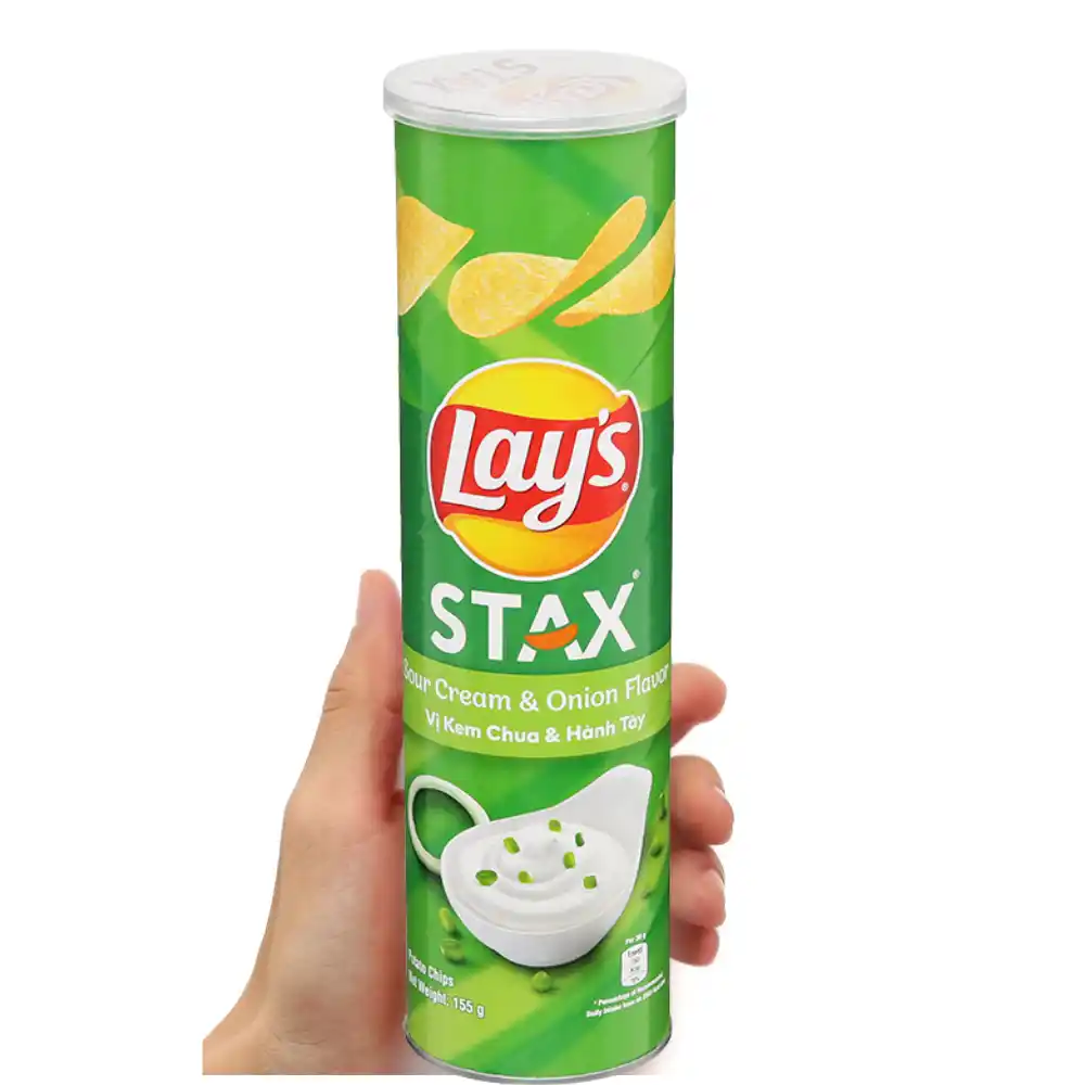 Lốc 5 hộp snack khoai tây Lay's Stax vị kem chua hành 150g
