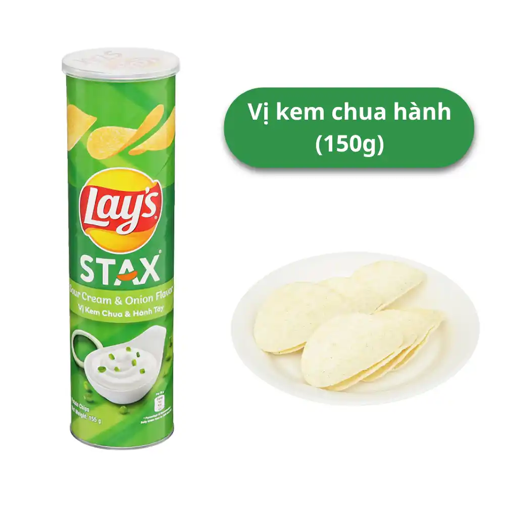 Lốc 5 hộp snack khoai tây Lay's Stax vị kem chua hành 150g