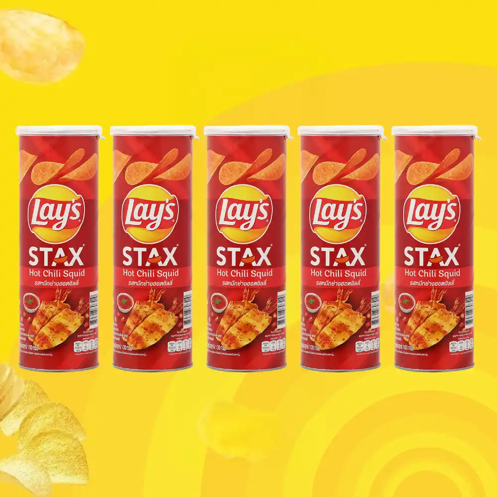 Lốc 5 hộp snack khoai tây Lay's Stax vị mực sốt cay 100g