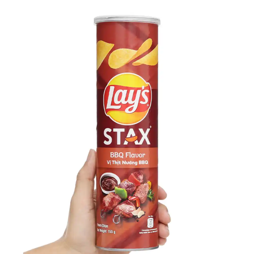 Lốc 5 hộp snack khoai tây Lay's Stax vị thịt nướng BBQ 100g