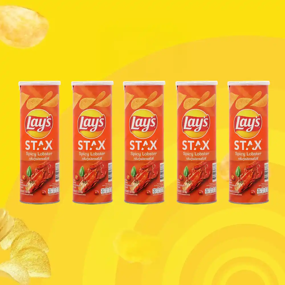 Lốc 5 hộp snack khoai tây Lay's Stax vị tôm hùm nướng 100g