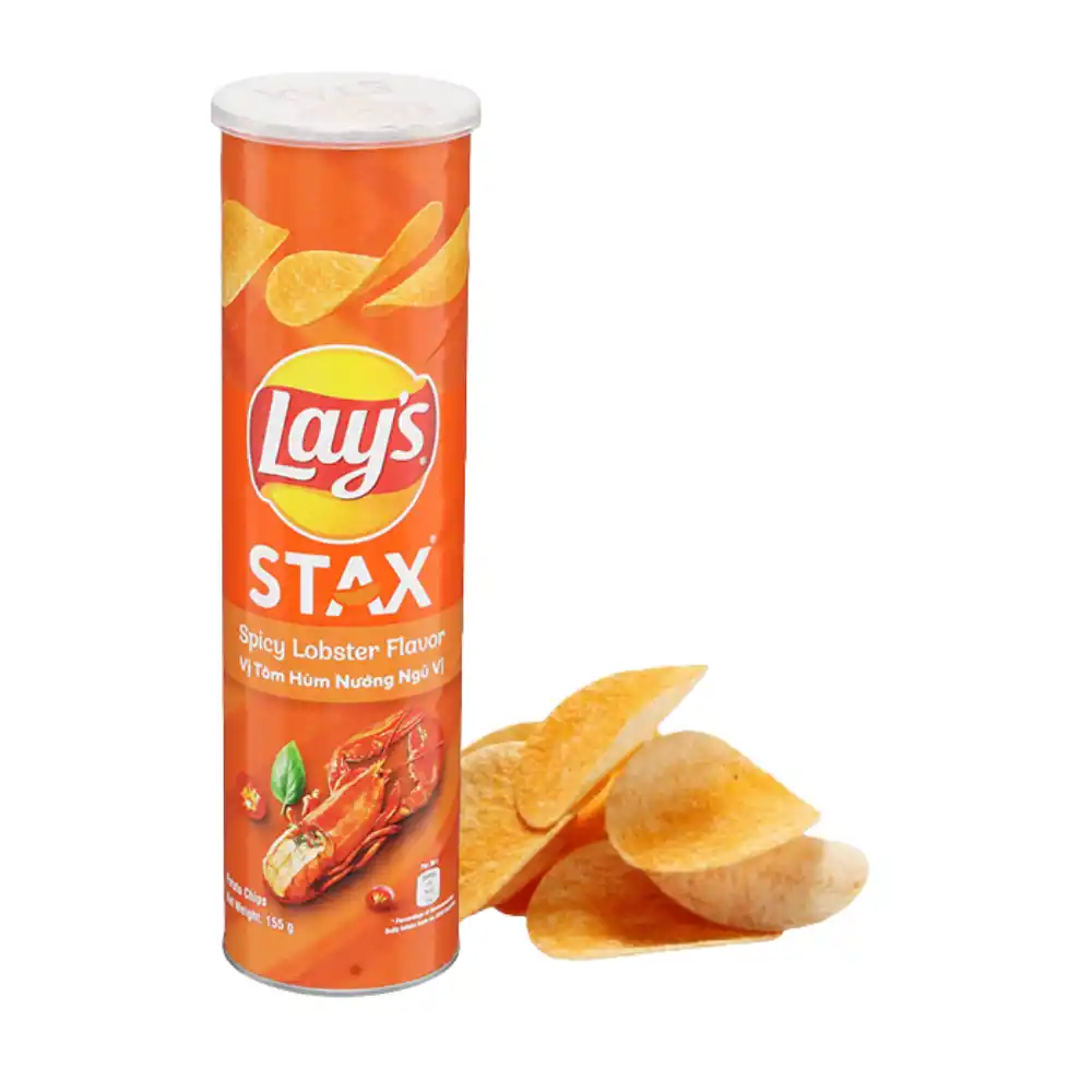 Lốc 5 hộp snack khoai tây Lay's Stax vị tôm hùm nướng 155g