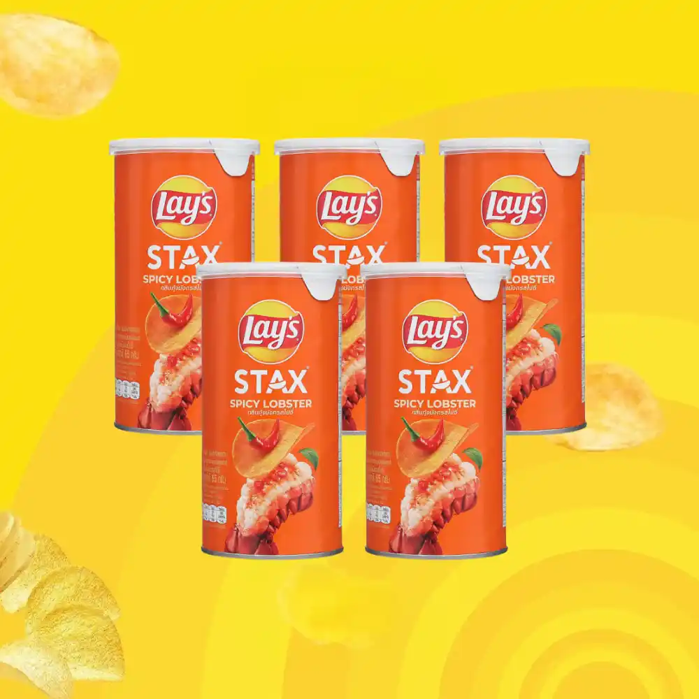 Lốc 5 hộp snack khoai tây Lay's Stax vị tôm hùm nướng 65g