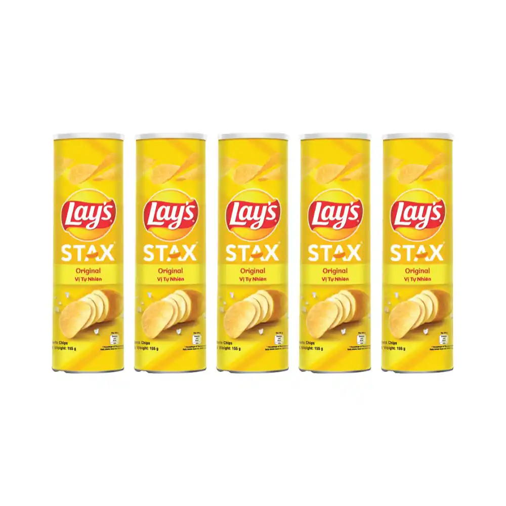 Lốc 5 hộp snack khoai tây Lay's Stax vị tự nhiên 150g