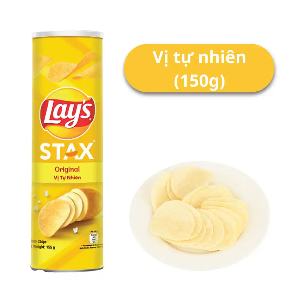 Lốc 5 hộp snack khoai tây Lay's Stax vị tự nhiên 150g