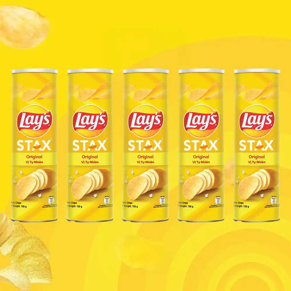Lốc 5 hộp snack khoai tây Lay's Stax vị tự nhiên 150g