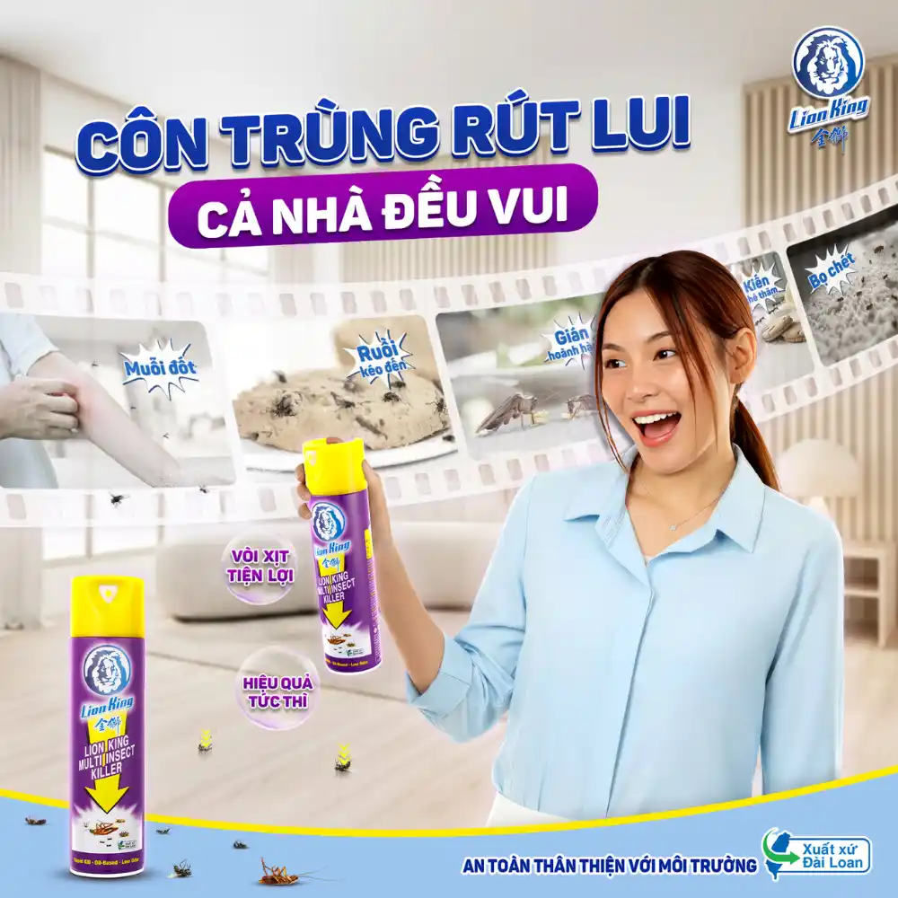 Lốc 6 chai bình xịt ruồi muỗi côn trùng Lion King 600ml