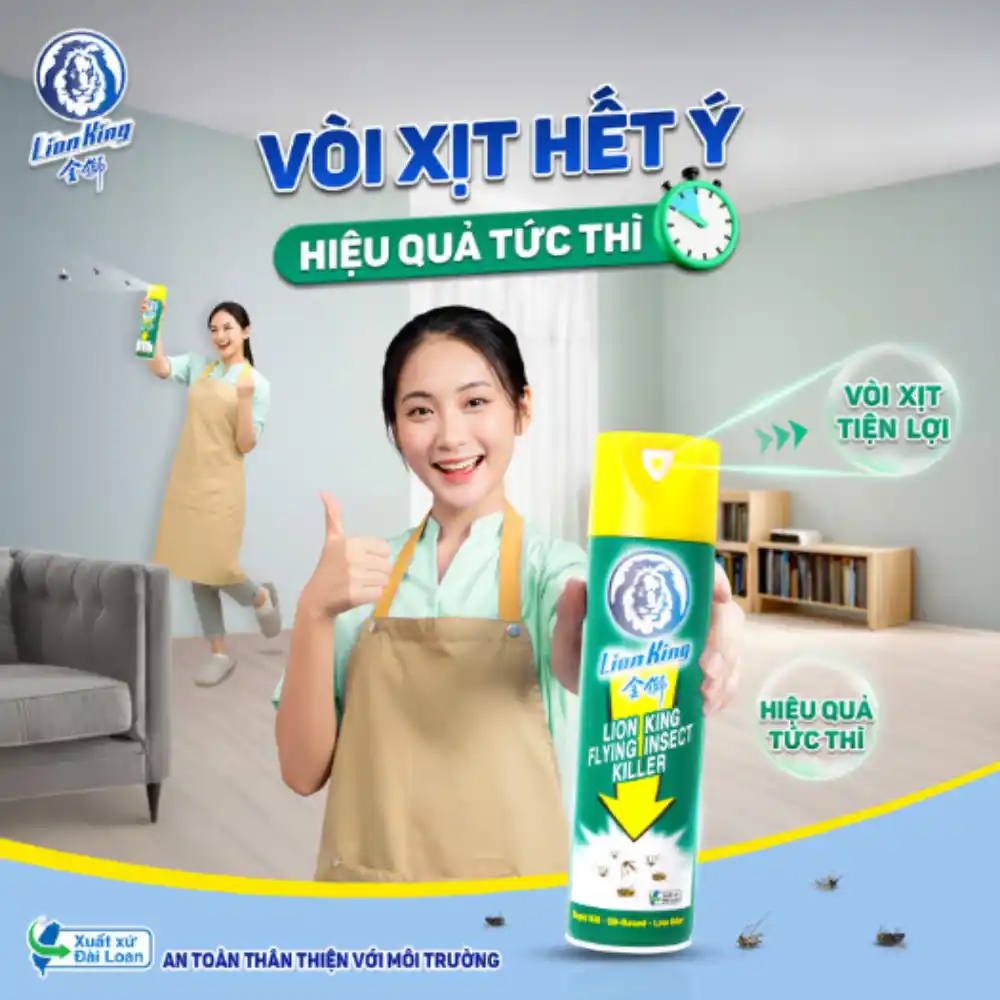 Lốc 6 chai bình xịt ruồi muỗi Lion King 600ml