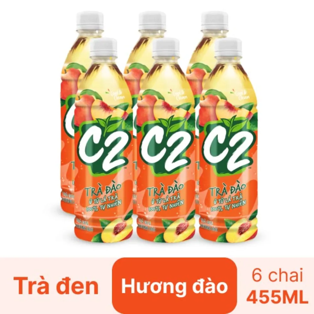Lốc 6 chai hồng trà C2 vị đào 455ml