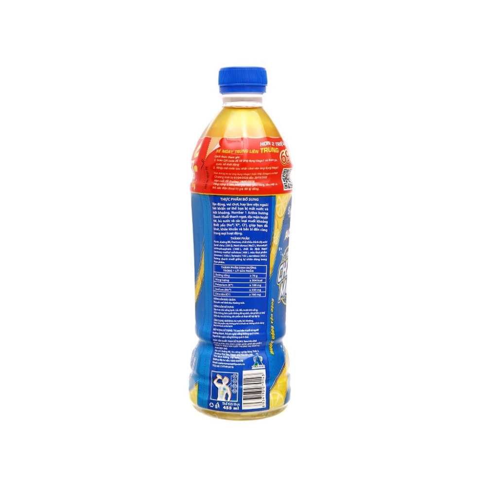 Lốc 6 chai nước bù khoáng Number1 chanh muối 455ml