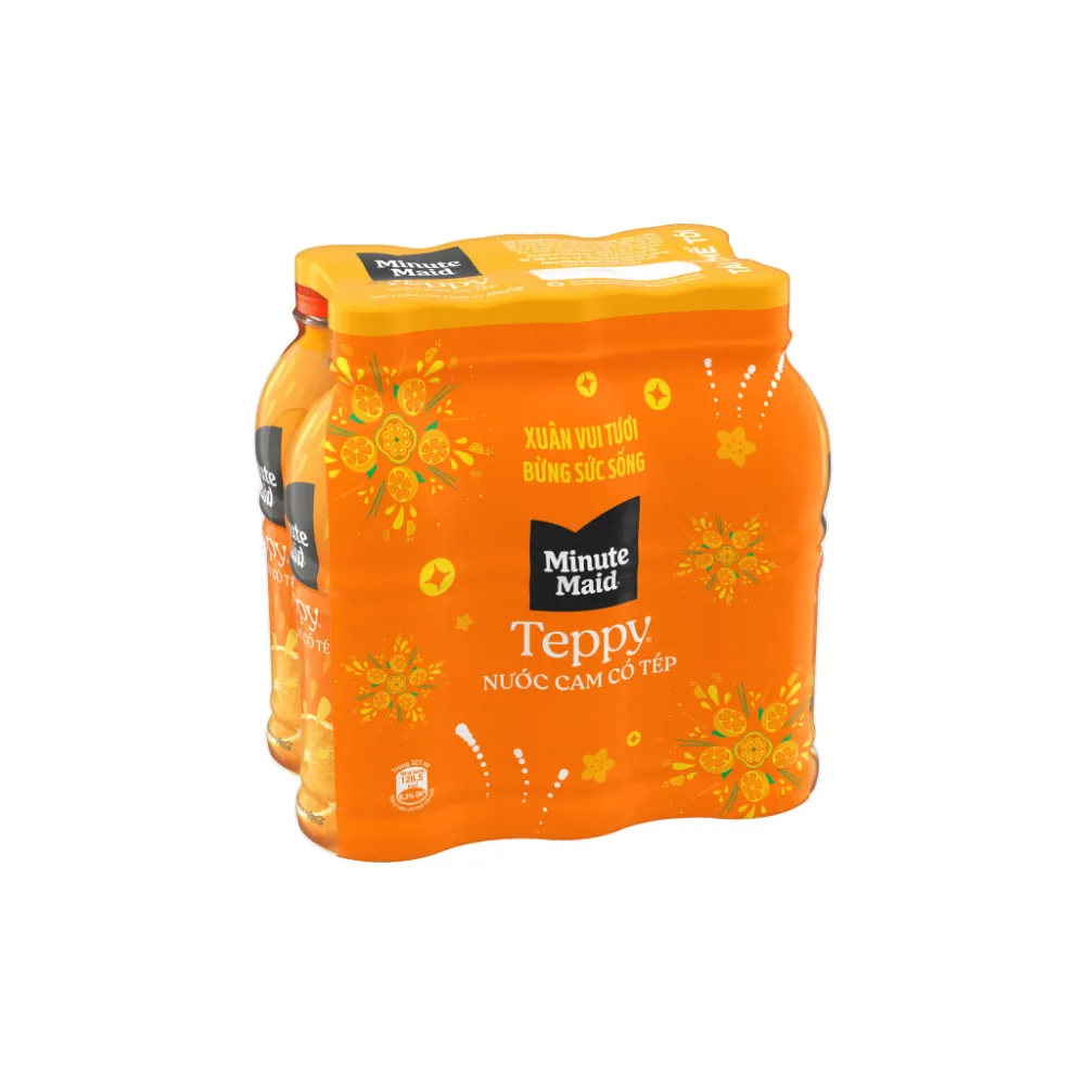 Lốc 6 chai nước cam có tép Teppy Minute Maid 327ml
