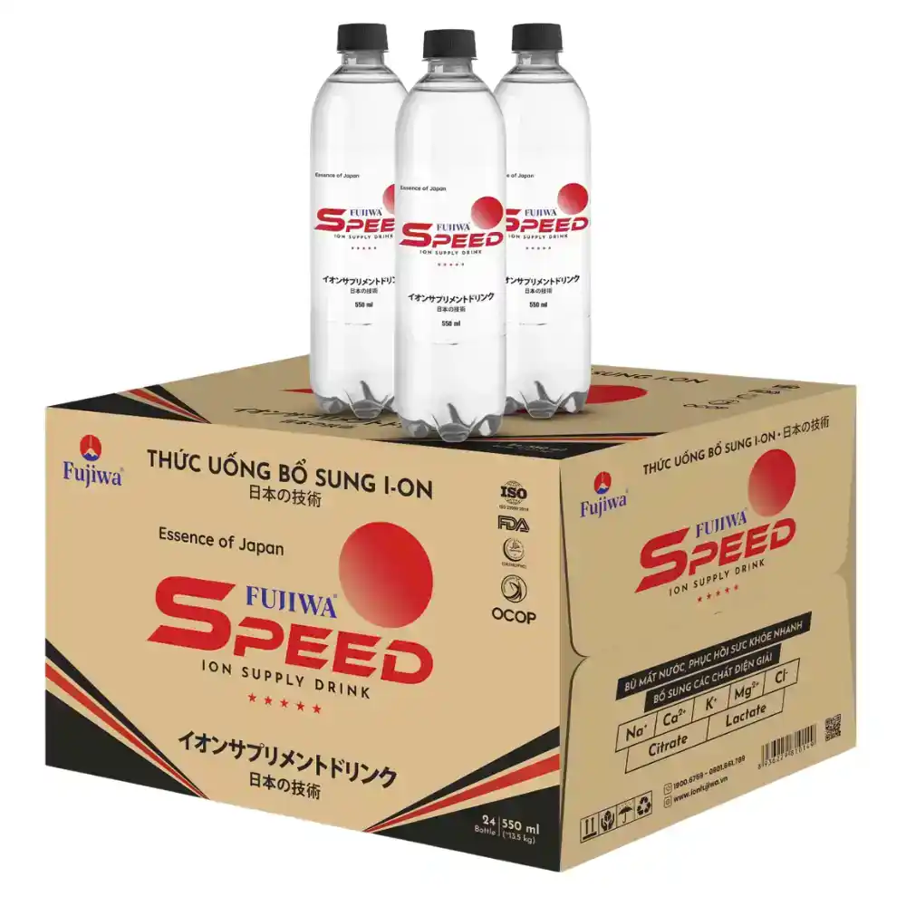 Lốc 6 chai nước uống bổ sung ion Fujiwa Speed 550ml