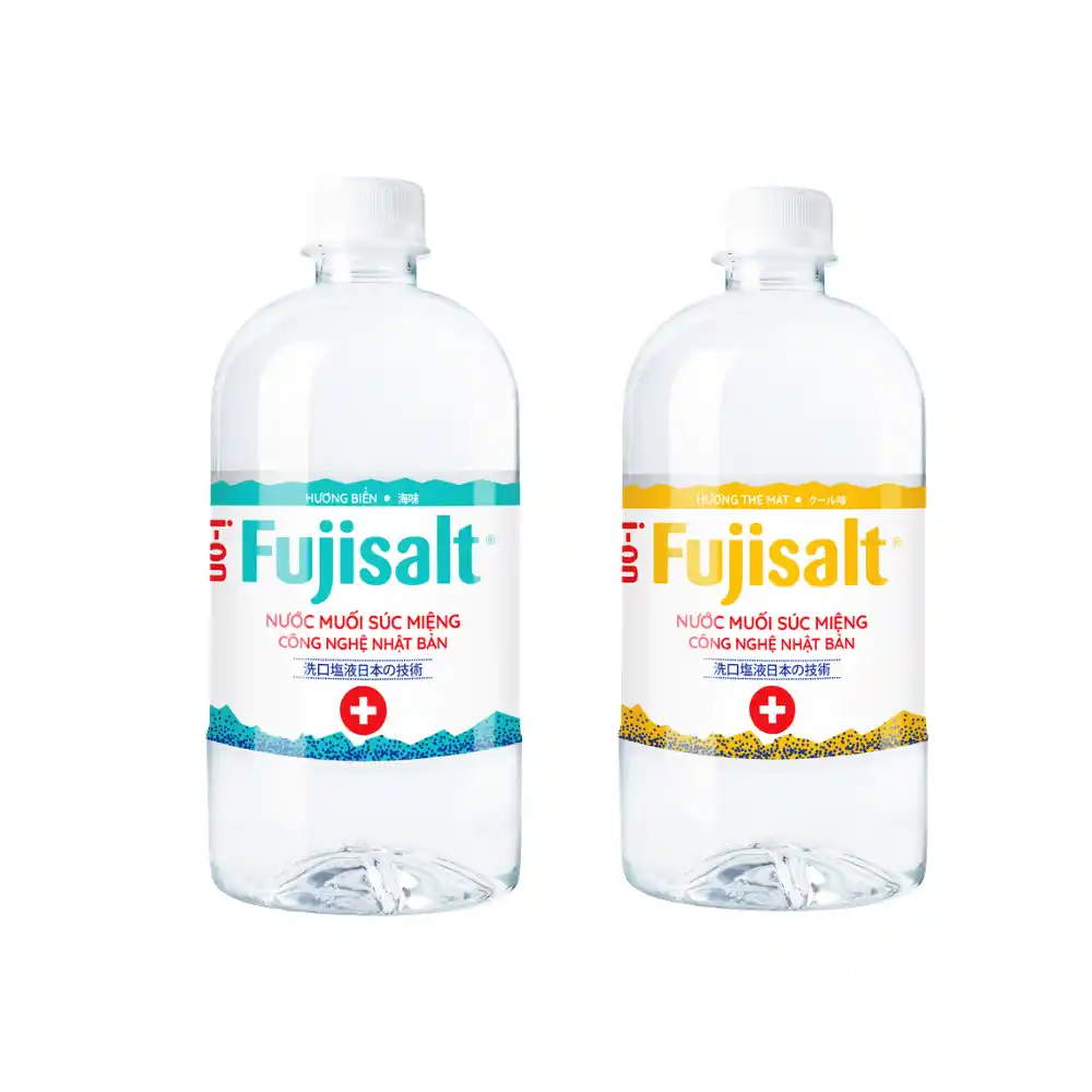 Thùng 12 chai nước muối súc miệng I-on Fujisalt the mát và biển 680ml