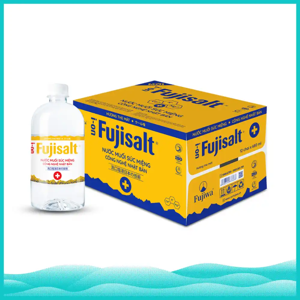 Lốc 6 chai nước muối súc miệng I-on Fujisalt the mát và biển 680ml