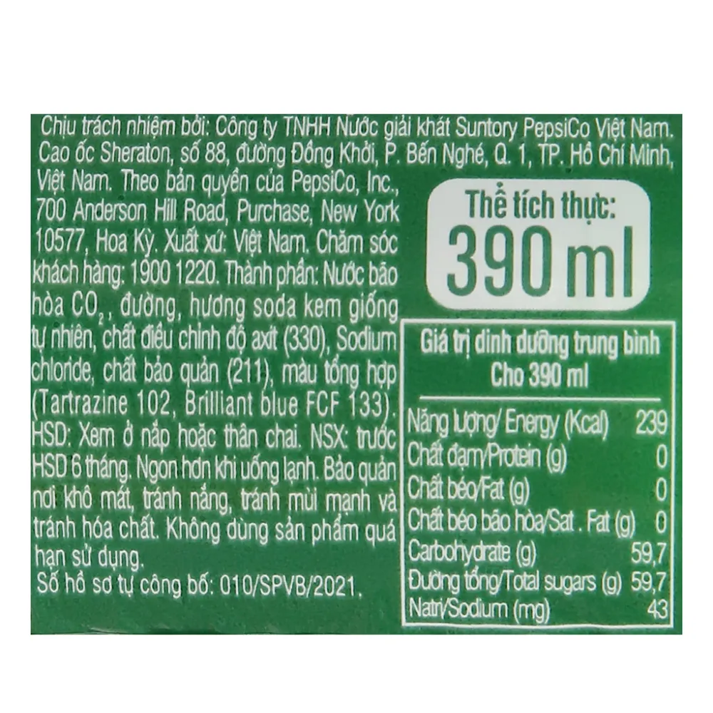Lốc 6 chai nước ngọt Mirinda soda kem 390ml