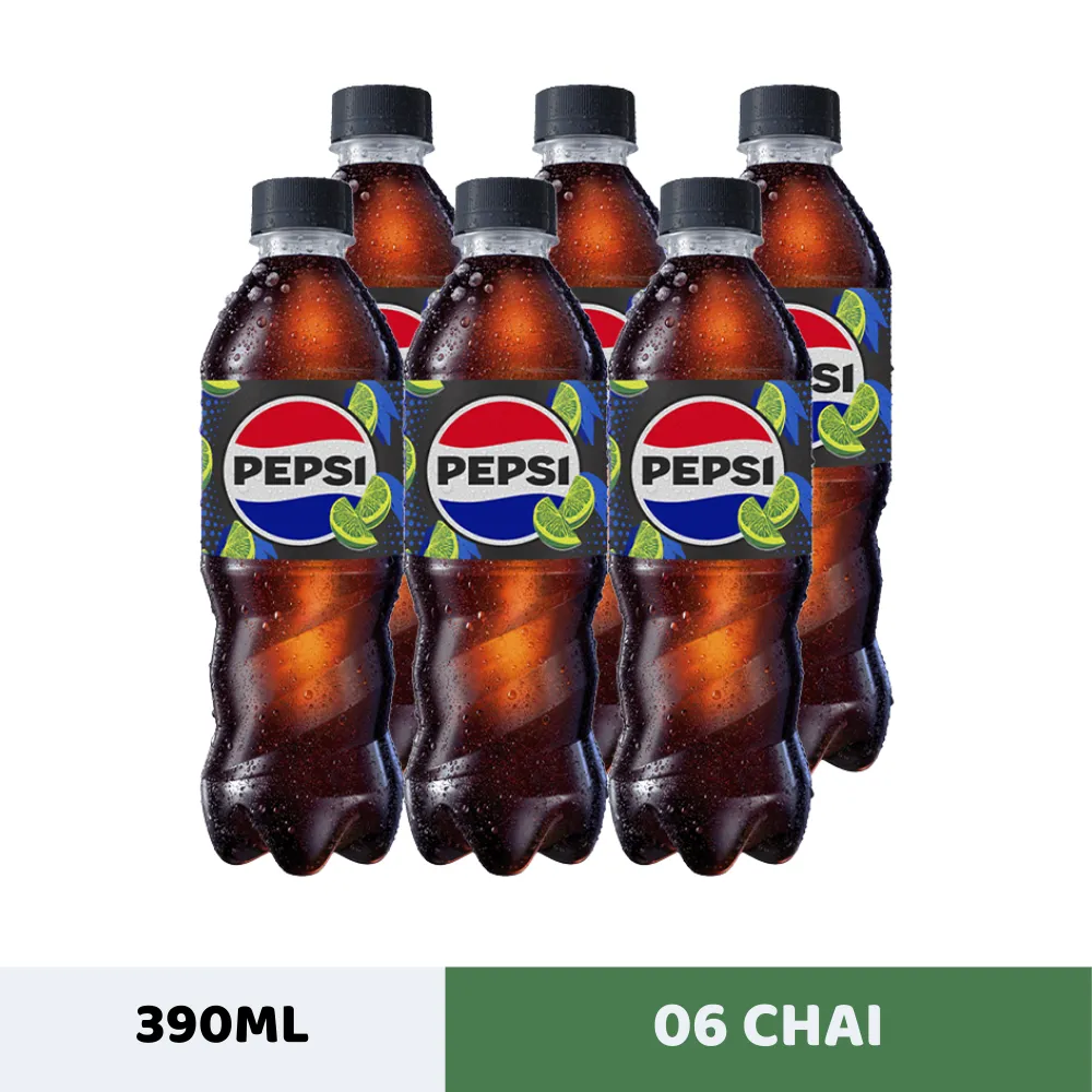 Lốc 6 chai nước ngọt Pepsi không calo vị chanh 390ml
