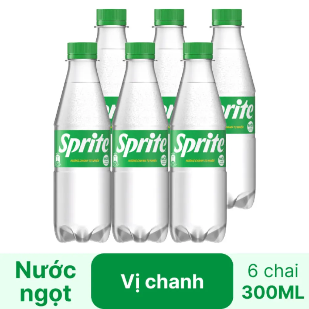 Lốc 6 chai nước ngọt Sprite chanh 300ml