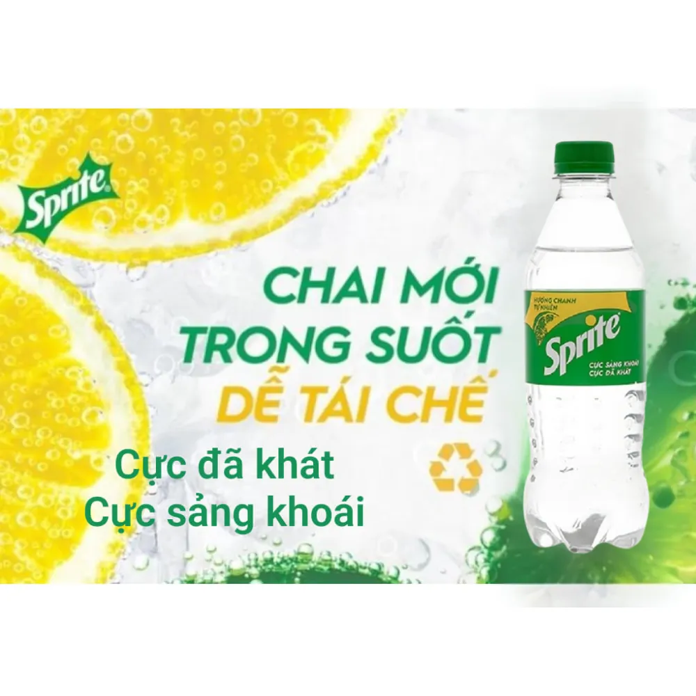 Lốc 6 chai nước ngọt Sprite chanh 390ml