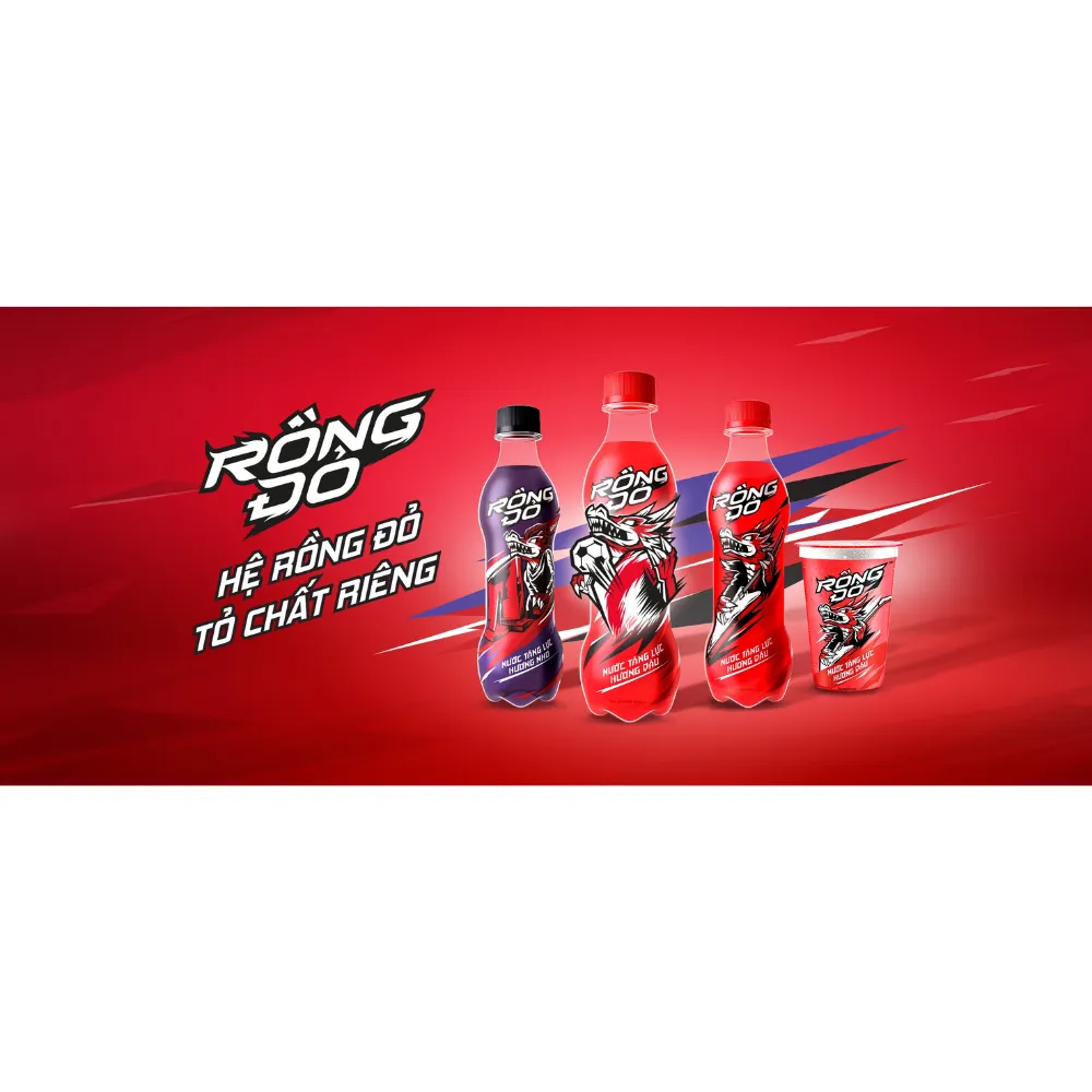 Lốc 6 chai nước tăng lực Rồng Đỏ hương nho 330ml