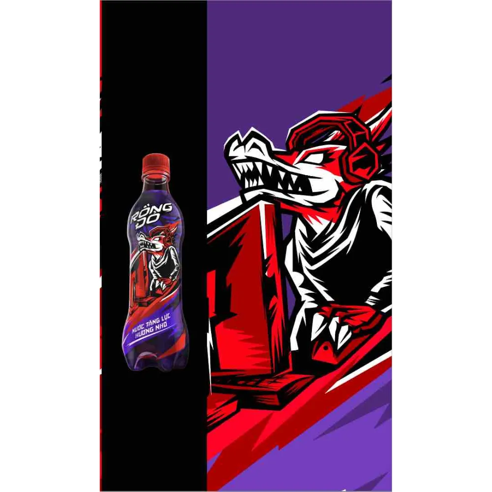 Lốc 6 chai nước tăng lực Rồng Đỏ hương nho 330ml