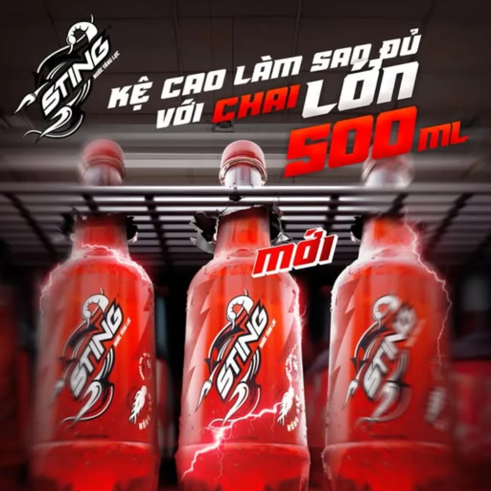 Lốc 6 chai nước tăng lực Sting hương dâu 500ml