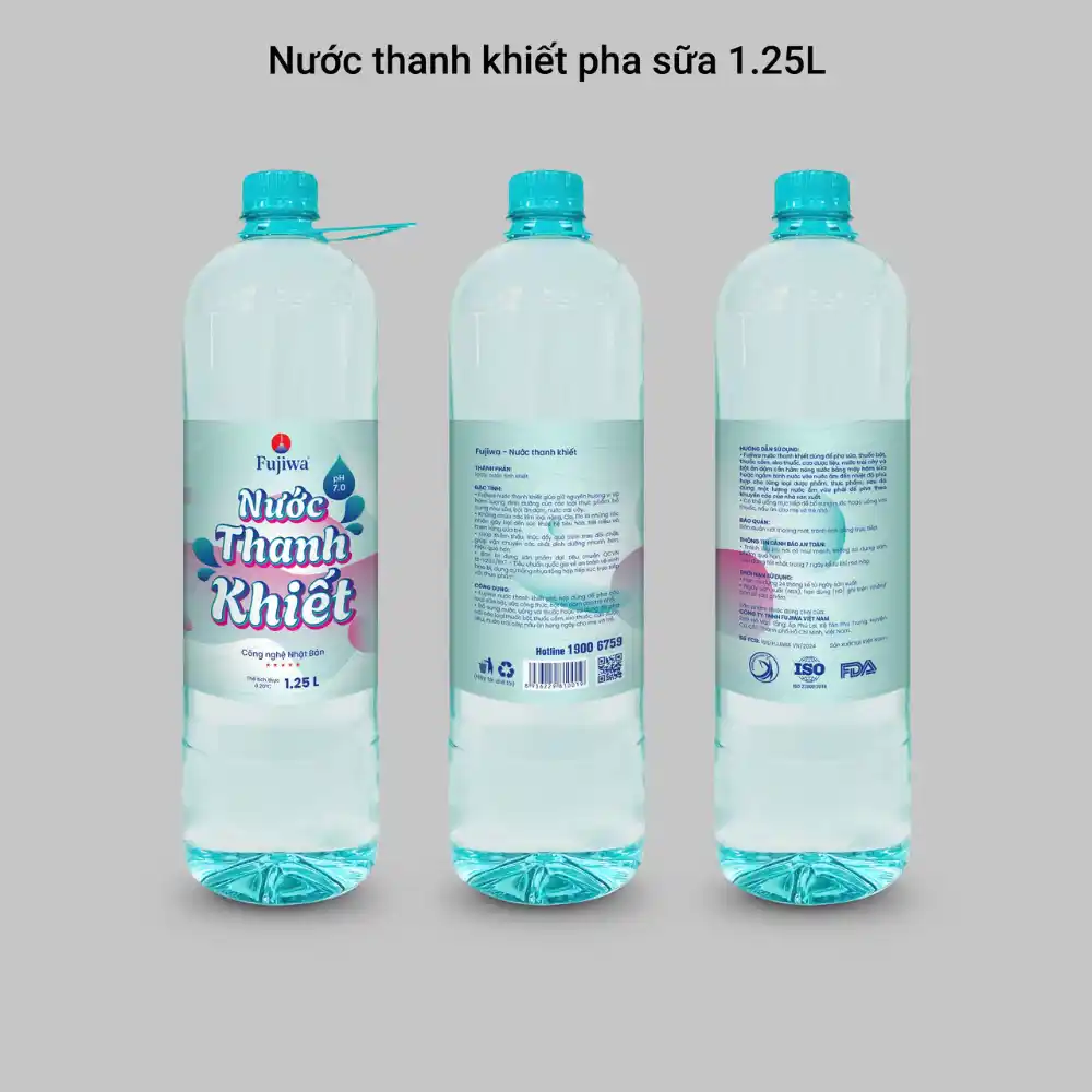 Lốc 6 chai nước thanh khiết pha sữa và uống thuốc Fujiwa 1.25L