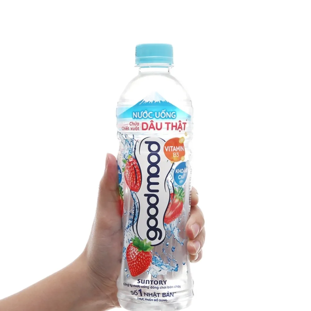 Lốc 6 chai nước uống Good mood vị dâu 450ml
