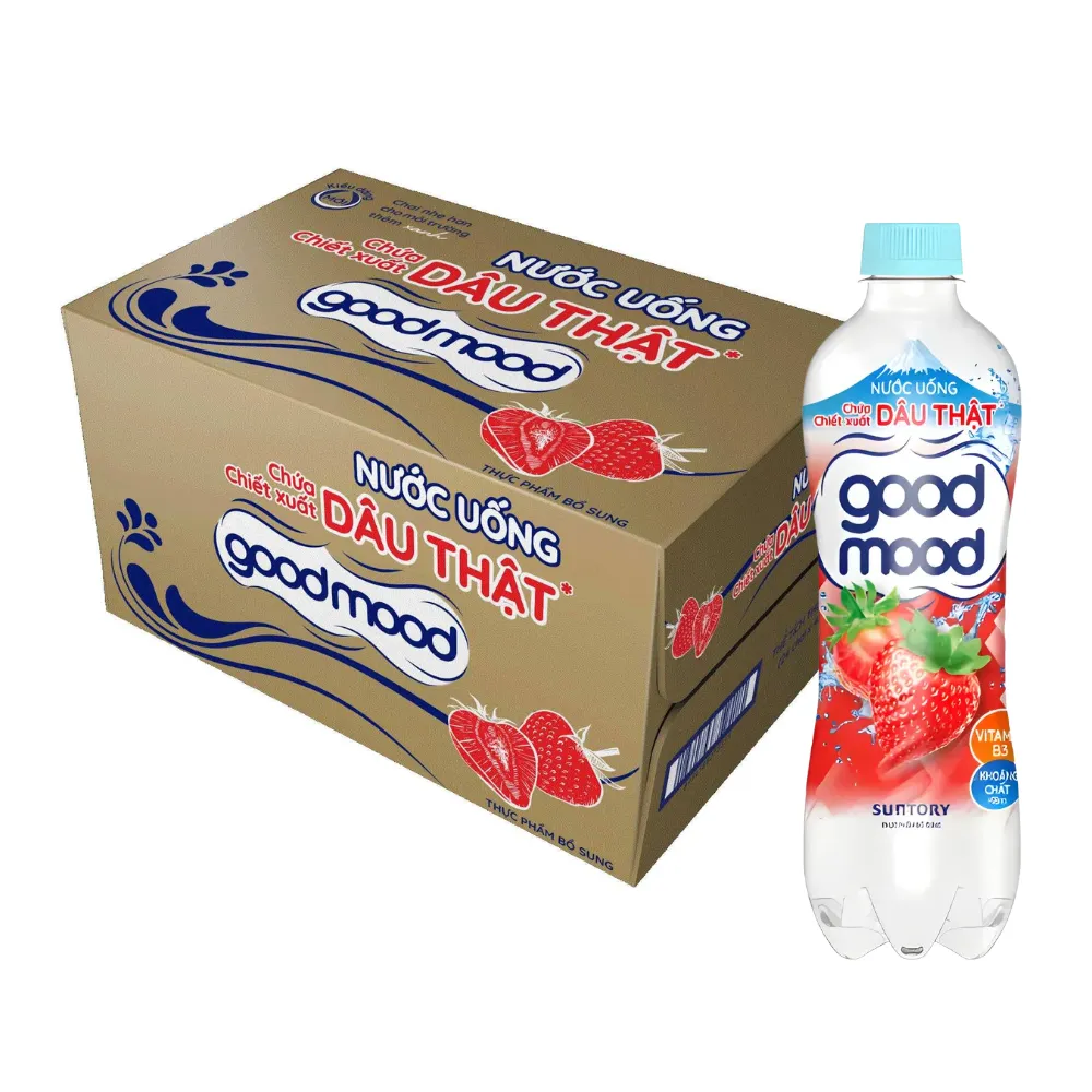 Lốc 6 chai nước uống Good mood vị dâu 450ml