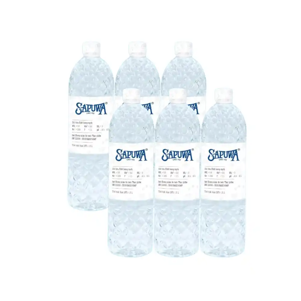 Lốc 6 chai nước uống tinh khiết Sapuwa 1500ml