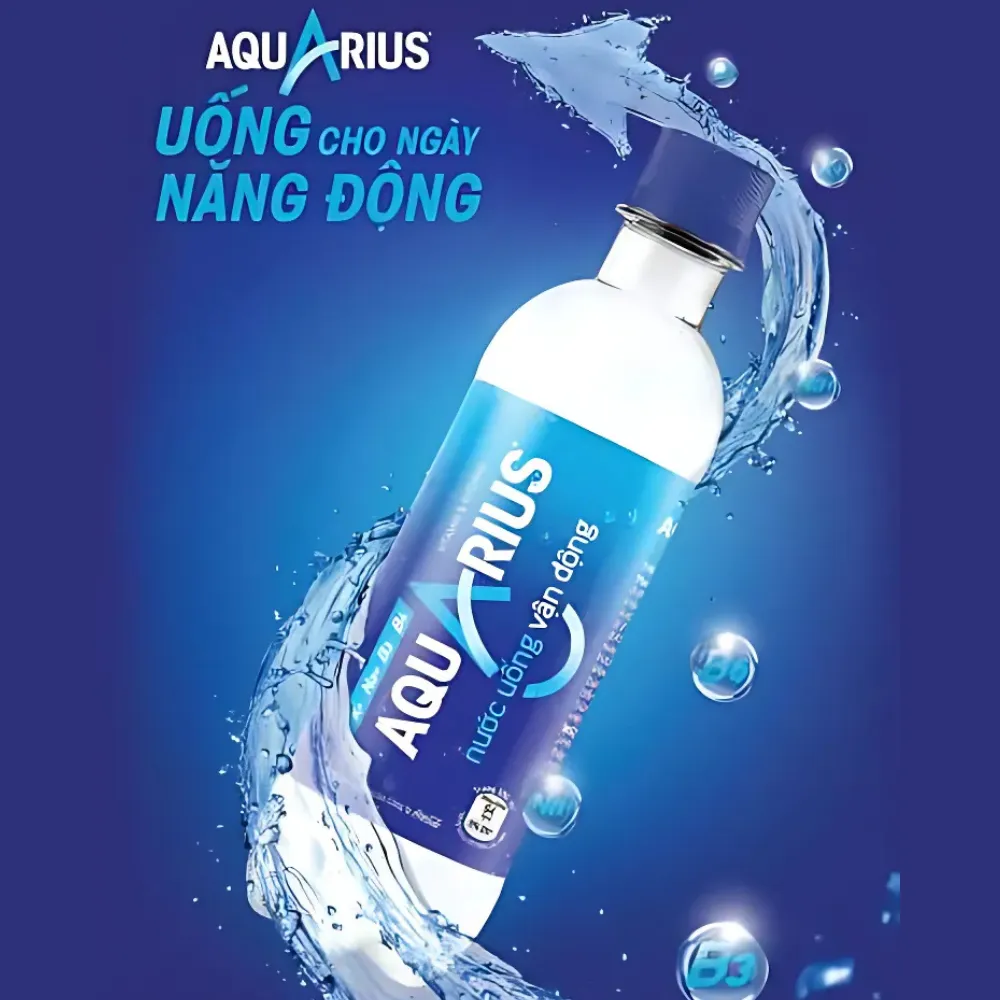 Lốc 6 chai nước uống vận động Aquarius 390ml