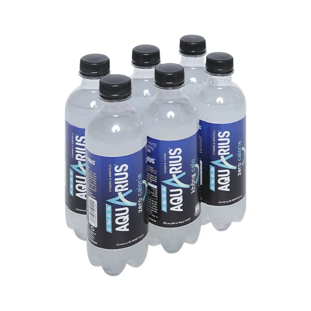Lốc 6 chai nước uống vận động không calo Aquarius Zero 390ml
