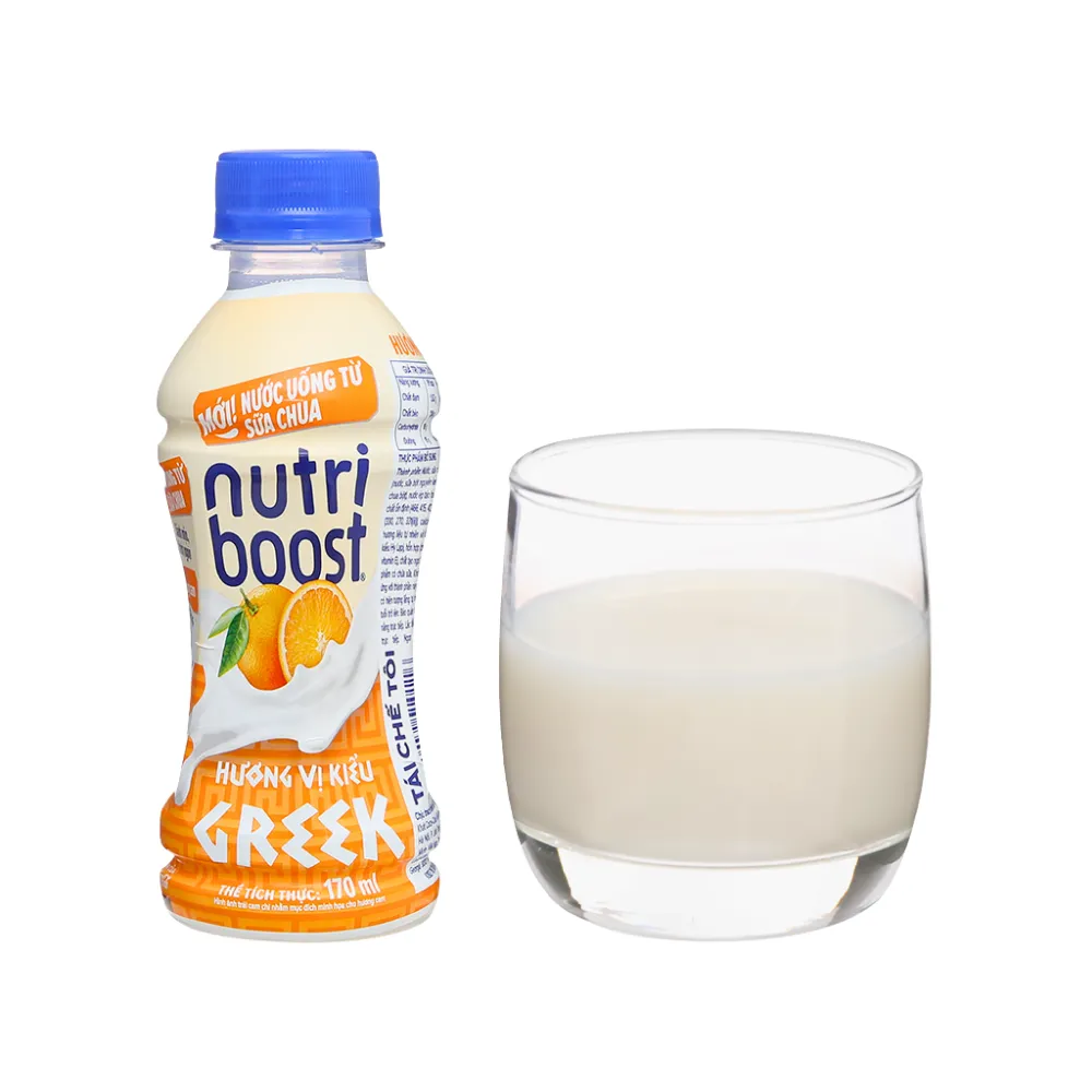 Lốc 6 chai sữa chua uống Nutriboost Hy Lạp cam 170ml