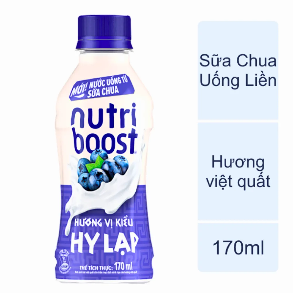 Lốc 6 chai sữa chua uống Nutriboost Hy Lạp việt quất 170ml