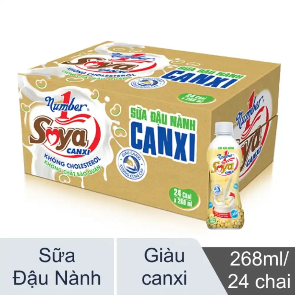 Lốc 6 chai sữa đậu nành canxi Soya Number1 268ml