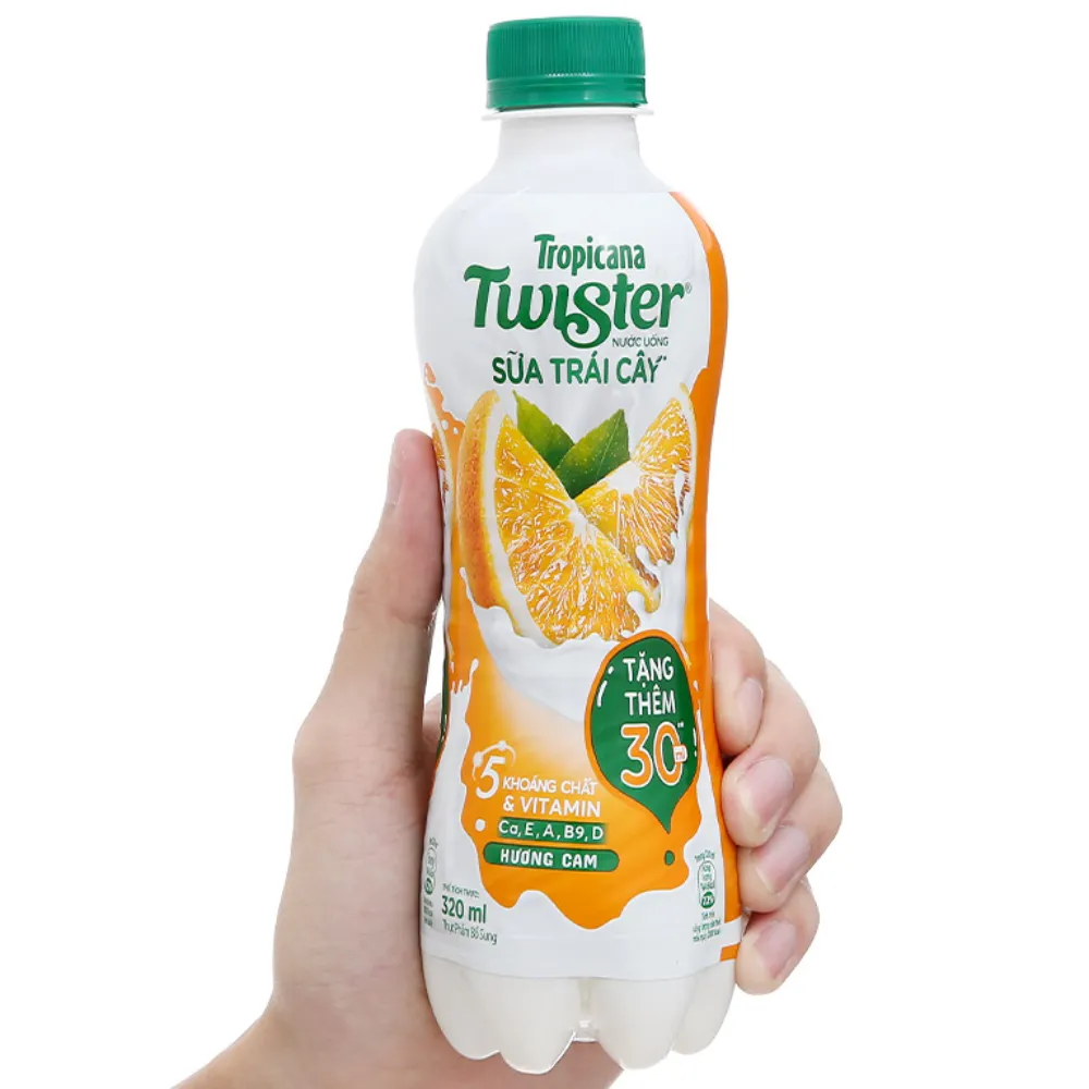 Lốc 6 chai sữa trái cây Juicy Milk vị cam 320ml
