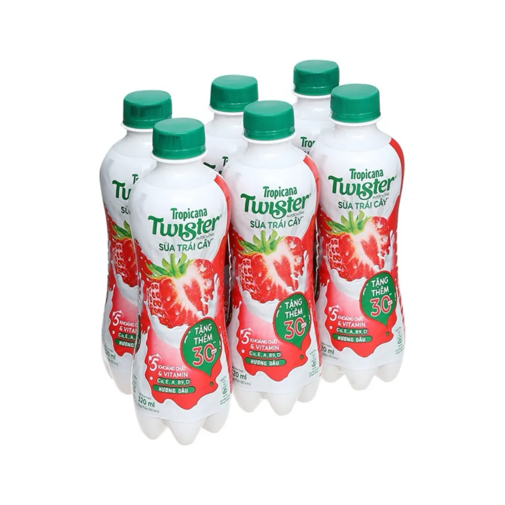 Lốc 6 chai sữa  trái cây Juicy Milk vị dâu 320ml