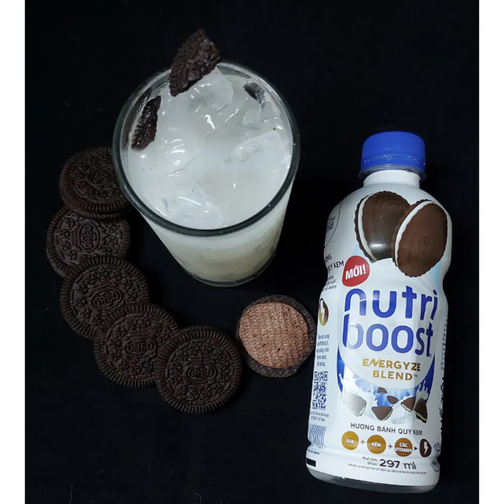 Lốc 6 chai sữa trái cây Nutriboost bánh quy kem 297ml