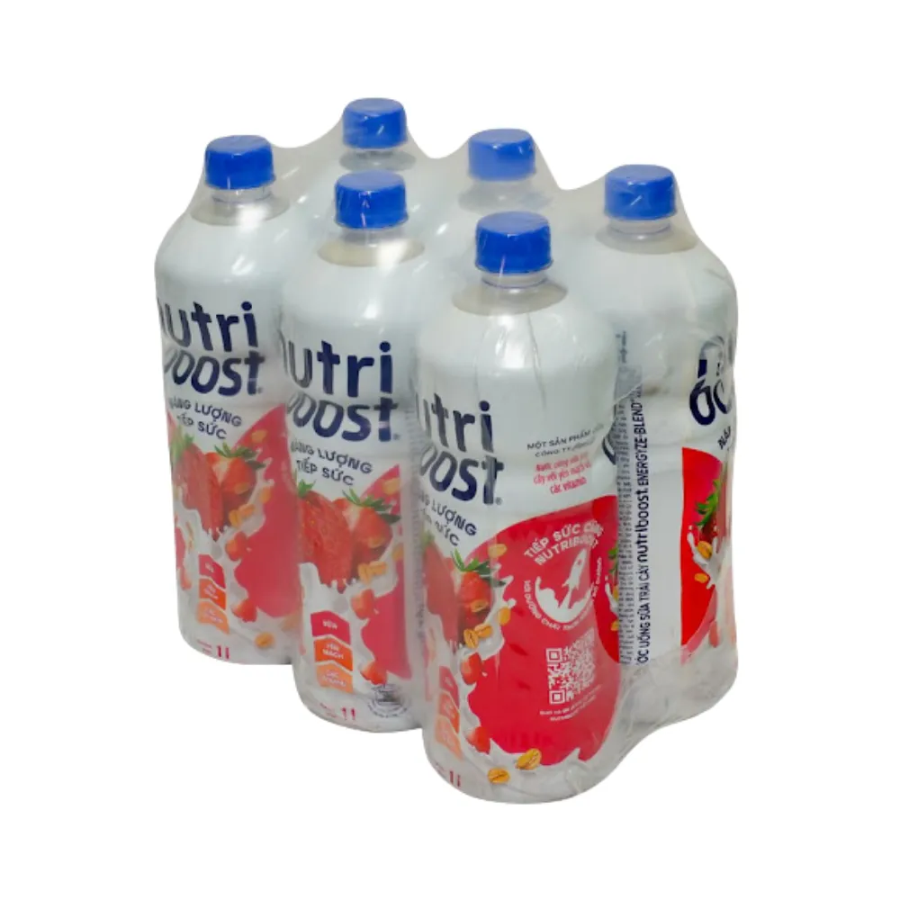 Lốc 6 chai sữa trái cây NutriBoost dâu và yến mạch 1L