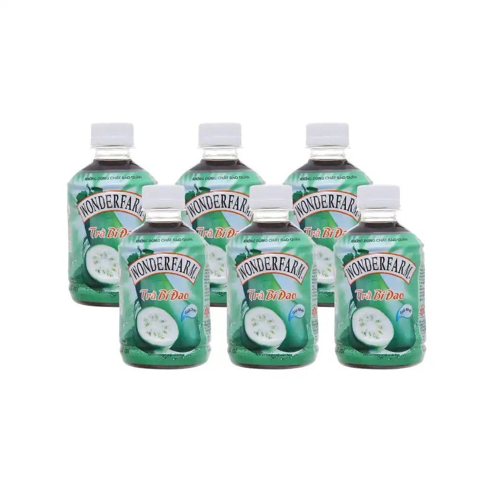 Lốc 6 chai trà bí đao Wonderfarm chai 280 ml