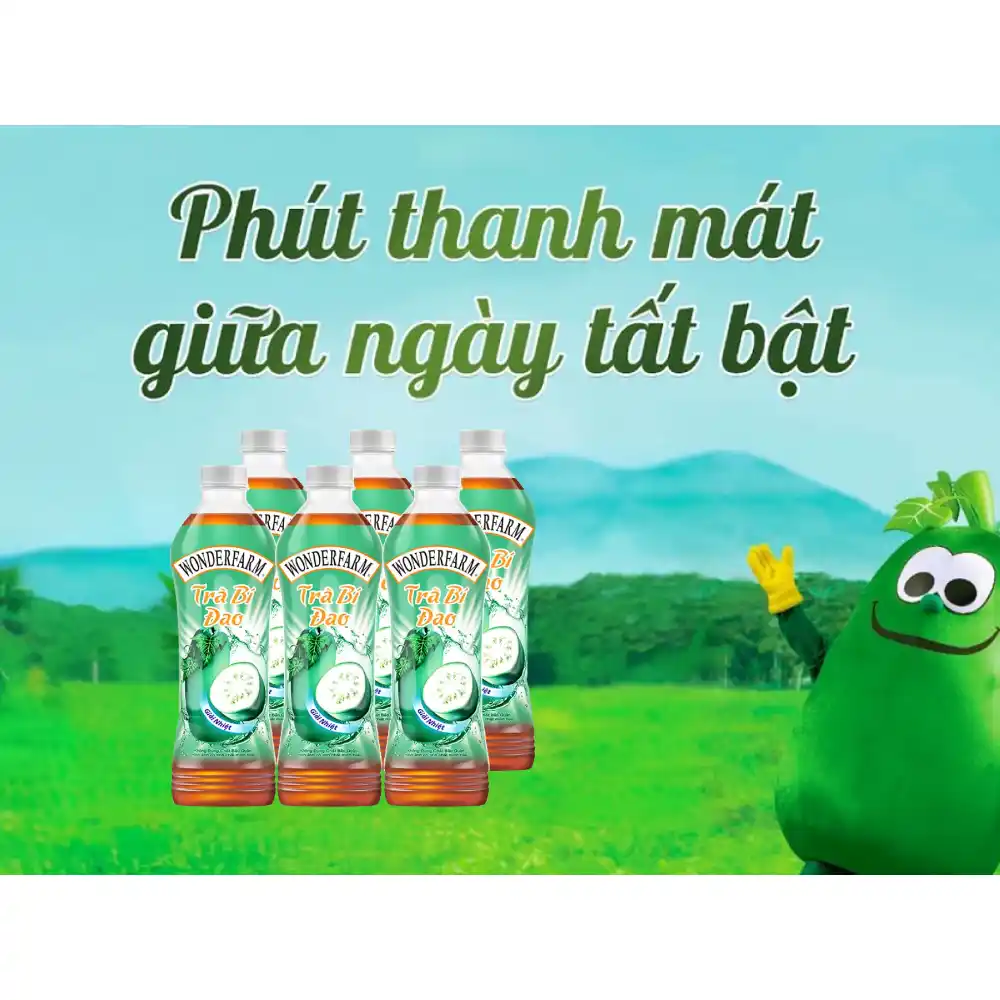Lốc 6 chai trà bí đao Wonderfarm chai 440ml