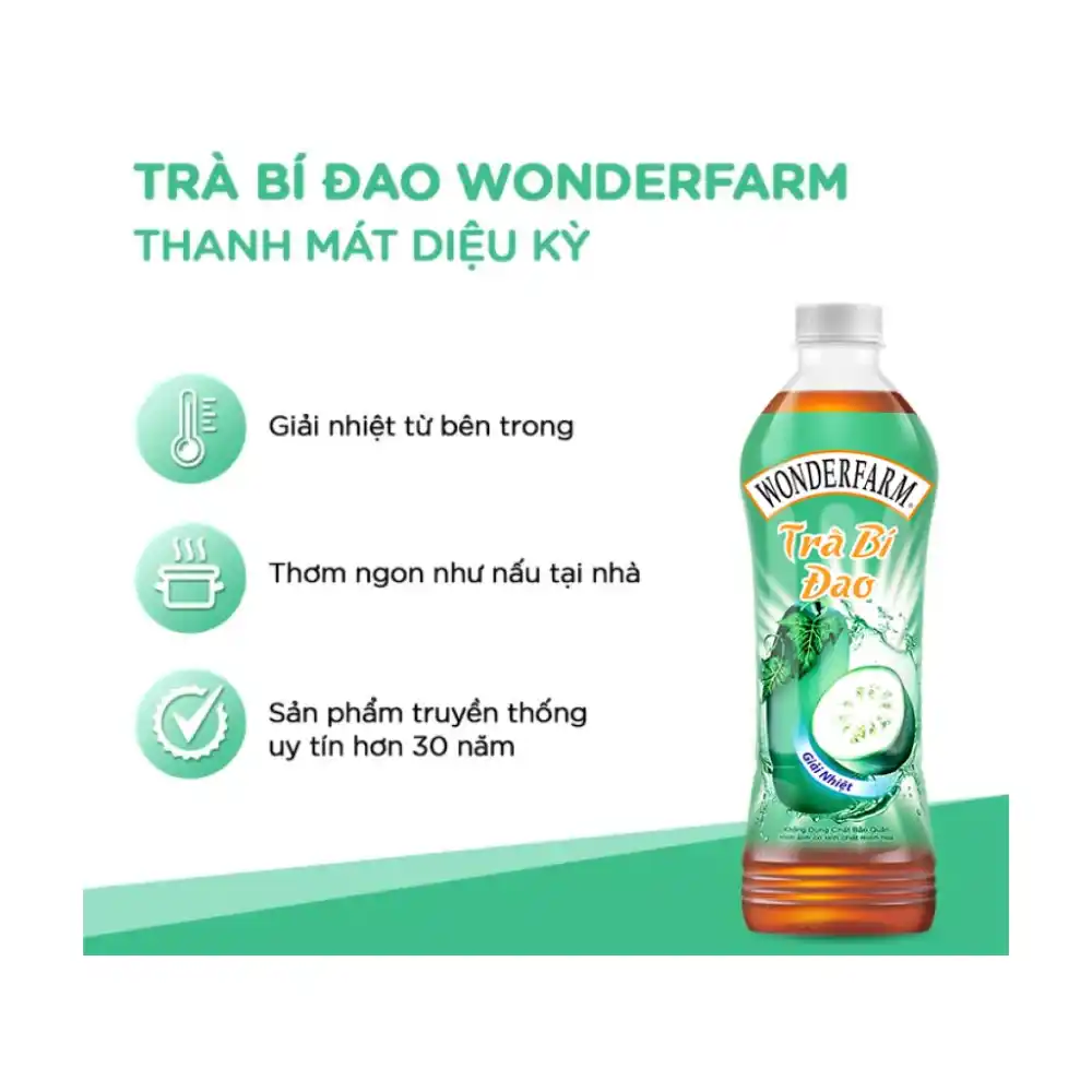 Lốc 6 chai trà bí đao Wonderfarm chai 440ml