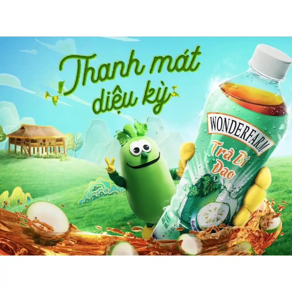 Lốc 6 chai trà bí đao Wonderfarm chai 440ml