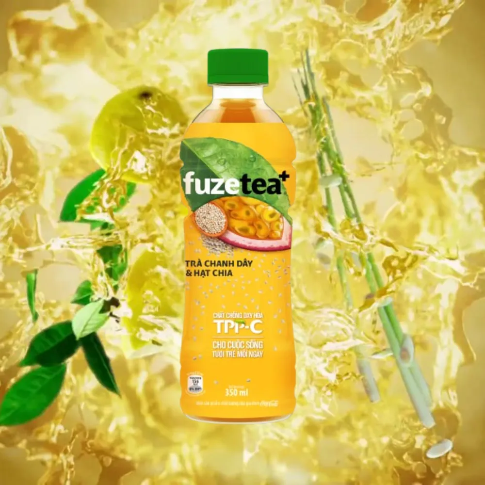 Lốc 6 chai trà chanh dây và hạt chia Fuzetea+ 350ml