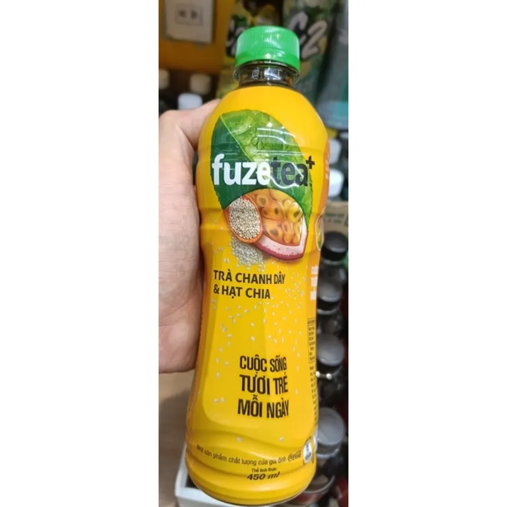 Lốc 6 chai trà chanh dây và hạt chia Fuzetea+ 450ml