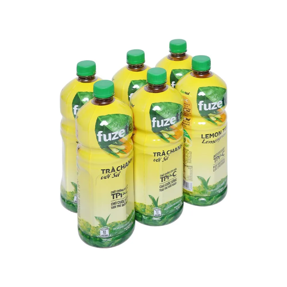 Lốc 6 chai trà chanh sả Fuzetea+ 1L