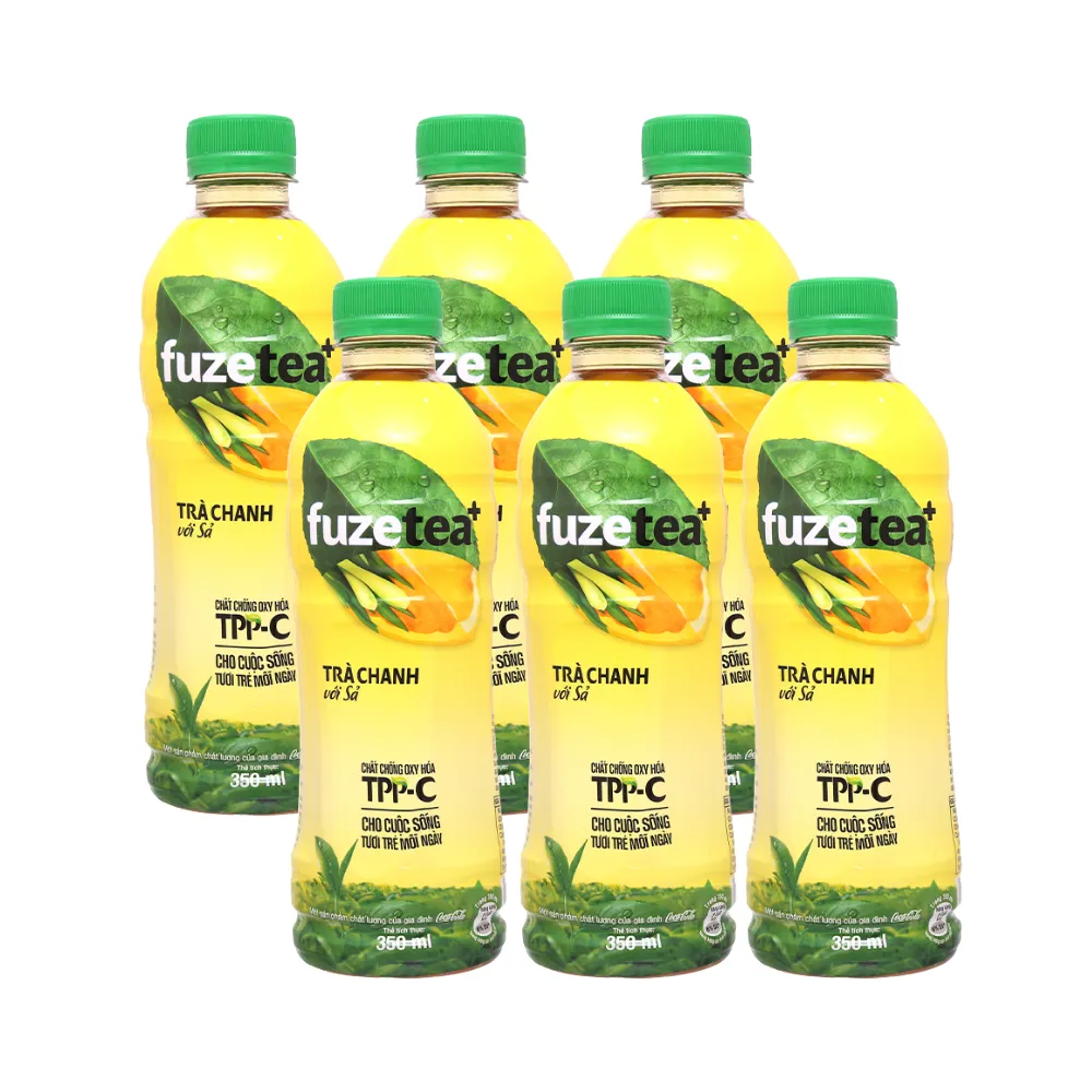 Lốc 6 chai trà chanh sả Fuzetea+ 350ml