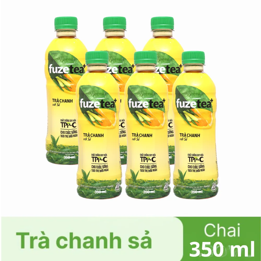 Lốc 6 chai trà chanh sả Fuzetea+ 350ml