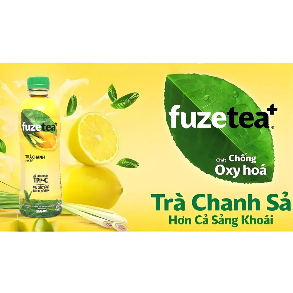 Lốc 6 chai trà chanh sả Fuzetea+ 350ml