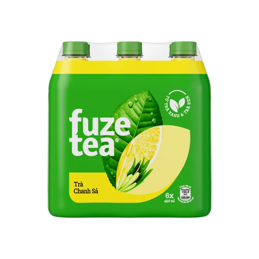 Lốc 6 chai trà chanh sả Fuzetea+ 450ml